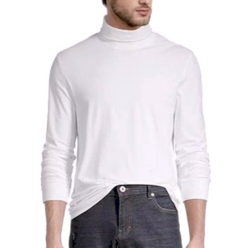L.L. Bean Turtleneck Shirt Mens Size Medium White Long Sleeve NWOT 100% Cotton